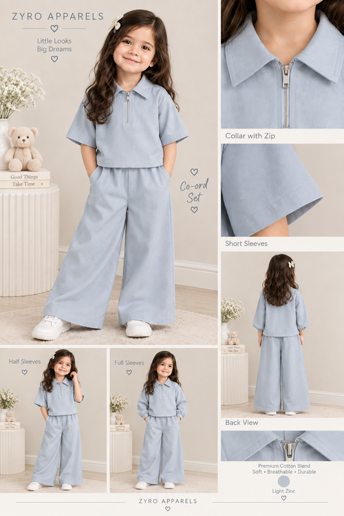 Collar Zip Co-Ord Set for Girls